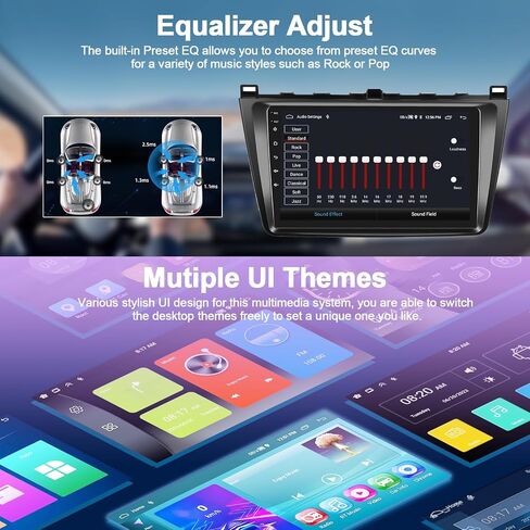 2G + 64G لسيارة Mazda 6 2007-2012 Android 13 ستيريو مع Apple Carplay اللاسلكي وAndroid Auto 9 بوصة تعمل باللمس وراديو السيارة بلوتوث مع نظام تحديد المواقع العالمي (GPS) وكاميرا احتياطية وراديو FM/RDS in Saudi Arabia