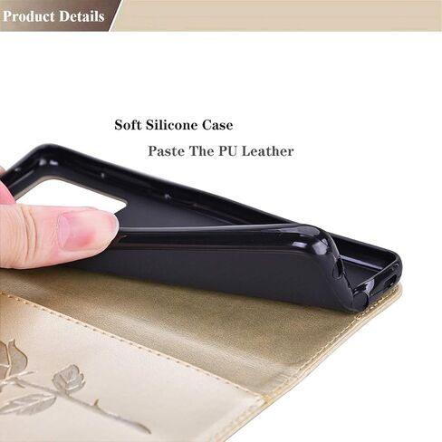 Wallet Case for Motorola G54 5G,Classic Rose Pattern Flip Kickstand PU Leather Case,with Wrist Strap and Cash Card Slots Phone Holster for Moto G54 5G,MG Gold in Saudi Arabia
