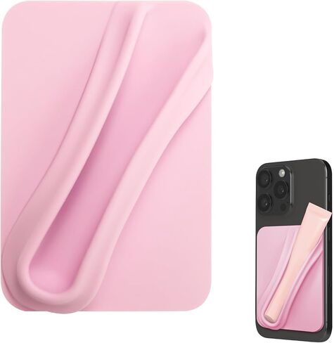 Lip Gloss Adhesive Sleeve for Cell Phone, Lipstick Lip Glaze Phone Case Back Stick Holder for iPhone Samsung Galaxy Android Smartphones - Pink in Saudi Arabia