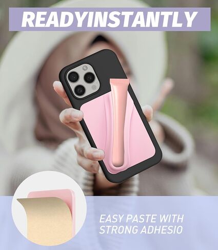 Lip Gloss Adhesive Sleeve for Cell Phone, Lipstick Lip Glaze Phone Case Back Stick Holder for iPhone Samsung Galaxy Android Smartphones - Pink in Saudi Arabia