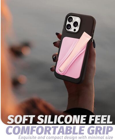 Lip Gloss Adhesive Sleeve for Cell Phone, Lipstick Lip Glaze Phone Case Back Stick Holder for iPhone Samsung Galaxy Android Smartphones - Pink in Saudi Arabia