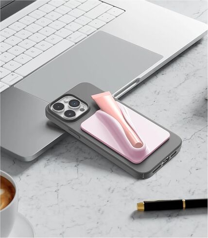 Lip Gloss Adhesive Sleeve for Cell Phone, Lipstick Lip Glaze Phone Case Back Stick Holder for iPhone Samsung Galaxy Android Smartphones - Pink in Saudi Arabia