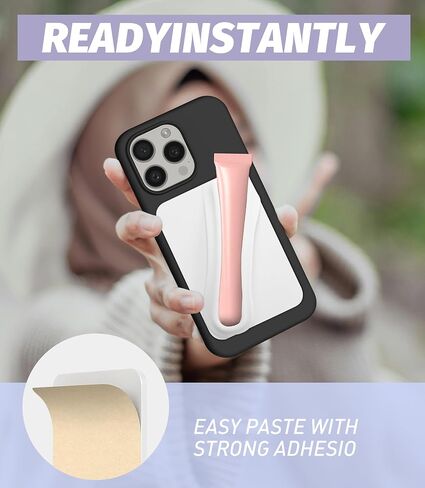 Lip Gloss Adhesive Sleeve for Cell Phone, Lipstick Lip Glaze Phone Case Back Stick Holder for iPhone Samsung Galaxy Android Smartphones - Pink in Saudi Arabia