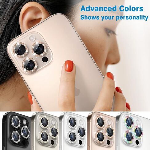 مصمم لهاتف iPhone 16 Pro و16 Pro Max واقي عدسة الكاميرا، غطاء عدسة لامع لامع لامع 9H غطاء كاميرا زجاجي مقوى مضاد للخدش ومضاد للصدمات للنساء والفتيات in Kuwait