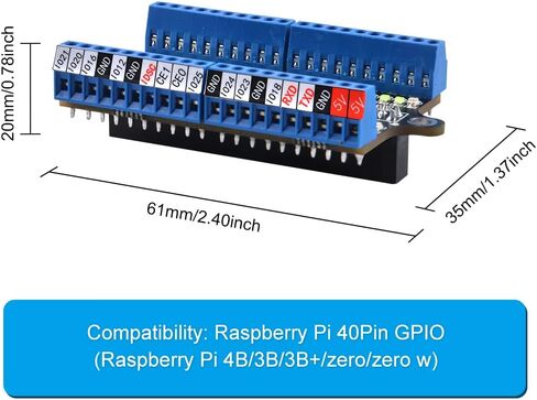وحدة كسر طرفية GeeekPi Micro GPIO مع LED لحالة GPIO لـ Raspberry Pi، موصل صغير للوحة توسيع GPIO لـ Raspberry Pi 4B/3B+/3B/2B/Pi Zero/Pi Zero W/Pi Zero 2 W in Kuwait