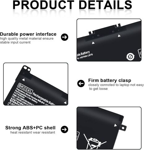 BK03XL بطارية لجهاز HP بافيليون X360-Convertible 14-ba000 14m-ba0xx 14-ba125cl 14m-ba013dx 14m-ba011dx 14m-ba1xx 14m-ba114dx 14-ba175nr 14-ba253cl 14-ba051cl 916366- 421 HSTNN-LB7S 916811-855 in Kuwait