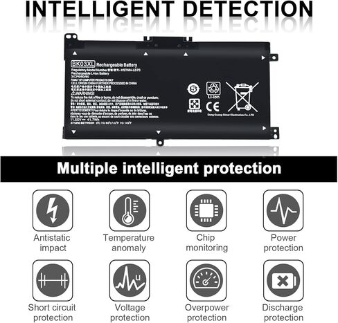 BK03XL بطارية لجهاز HP بافيليون X360-Convertible 14-ba000 14m-ba0xx 14-ba125cl 14m-ba013dx 14m-ba011dx 14m-ba1xx 14m-ba114dx 14-ba175nr 14-ba253cl 14-ba051cl 916366- 421 HSTNN-LB7S 916811-855 in Kuwait