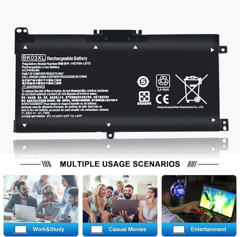 BK03XL بطارية لجهاز HP بافيليون X360-Convertible 14-ba000 14m-ba0xx 14-ba125cl 14m-ba013dx 14m-ba011dx 14m-ba1xx 14m-ba114dx 14-ba175nr 14-ba253cl 14-ba051cl 916366- 421 HSTNN-LB7S 916811-855 in Kuwait