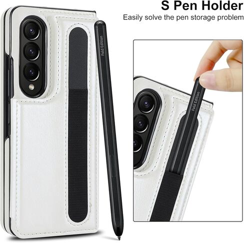 CCSmall for Samsung Galaxy Z Fold5 Wallet Case with S Pen Holder, Double Magnetic Clasp with Kickstand Phone Case Cover with ID Card Slots for Samsung Galaxy Z Fold 5 SKB White in Saudi Arabia