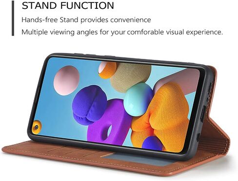 QLTYPRI for Samsung Galaxy A13 5G Case, Premium PU Leather Cover TPU Bumper with Card Holder Kickstand Hidden Magnetic Adsorption Shockproof Flip Wallet Case for Samsung Galaxy A13 5G/A04s - Brown in Kuwait