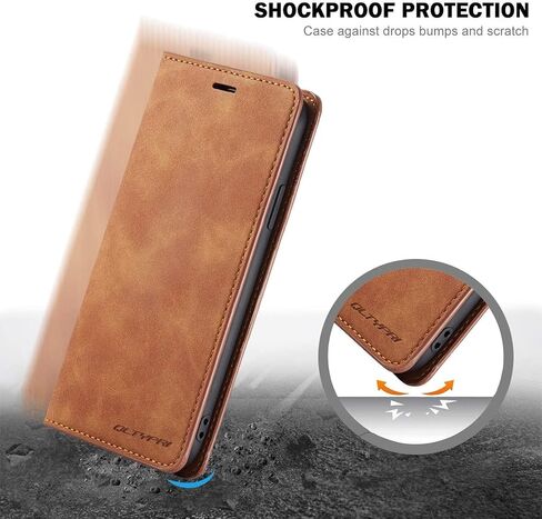 QLTYPRI for Samsung Galaxy A13 5G Case, Premium PU Leather Cover TPU Bumper with Card Holder Kickstand Hidden Magnetic Adsorption Shockproof Flip Wallet Case for Samsung Galaxy A13 5G/A04s - Brown in Kuwait