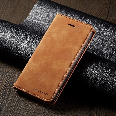 QLTYPRI for Samsung Galaxy A13 5G Case, Premium PU Leather Cover TPU Bumper with Card Holder Kickstand Hidden Magnetic Adsorption Shockproof Flip Wallet Case for Samsung Galaxy A13 5G/A04s - Brown in Kuwait