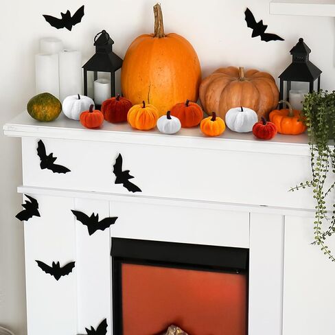 Jenaai 32 Pcs Assorted Faux Harvest Pumpkin Decor Velvet Fabric Pumpkins Fake Pumpkins Foam Pumpkins for Farmhouse Halloween Fall Weddings Thanksgiving Centerpieces Table Baby Shower (4 Color) in Saudi Arabia