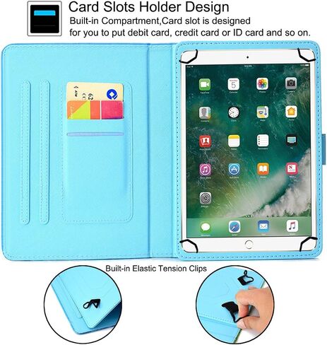 8 Inch Universal Case, GSFY Pretty Folio Stand Protective Case Leather Pocket Cover with Stylus Holder for iPad Mini/Samsung/Kindle/Huawei/Lenovo/Nook 7.9 8.0 8.4 Inch Tablet - Apricot Blossom in Saudi Arabia
