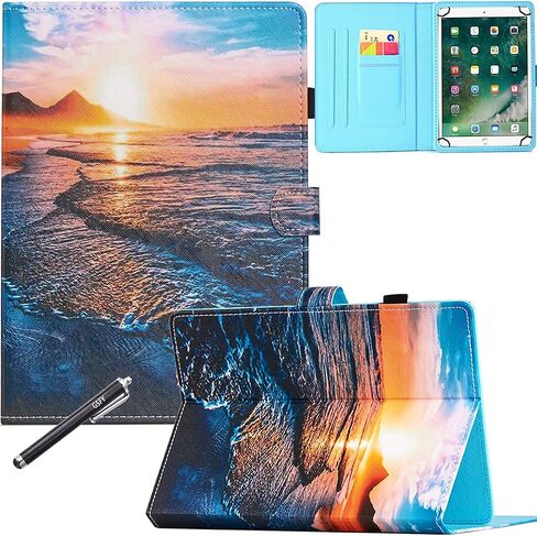 8 Inch Universal Case, GSFY Pretty Folio Stand Protective Case Leather Pocket Cover with Stylus Holder for iPad Mini/Samsung/Kindle/Huawei/Lenovo/Nook 7.9 8.0 8.4 Inch Tablet - Apricot Blossom in Saudi Arabia