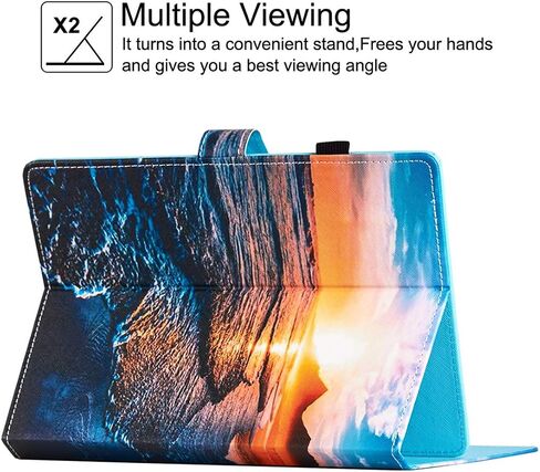 8 Inch Universal Case, GSFY Pretty Folio Stand Protective Case Leather Pocket Cover with Stylus Holder for iPad Mini/Samsung/Kindle/Huawei/Lenovo/Nook 7.9 8.0 8.4 Inch Tablet - Apricot Blossom in Saudi Arabia