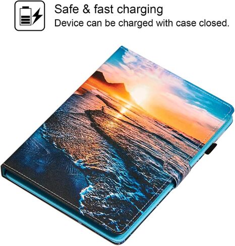 8 Inch Universal Case, GSFY Pretty Folio Stand Protective Case Leather Pocket Cover with Stylus Holder for iPad Mini/Samsung/Kindle/Huawei/Lenovo/Nook 7.9 8.0 8.4 Inch Tablet - Apricot Blossom in Saudi Arabia