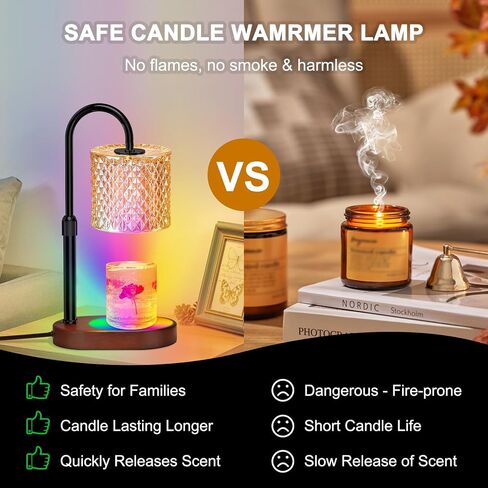 Candle Warmer Lamp with Timer, Dimmer & RGB Lights, Perfect Home Decor and Housewarming Gift for Mom, Women in Saudi Arabia