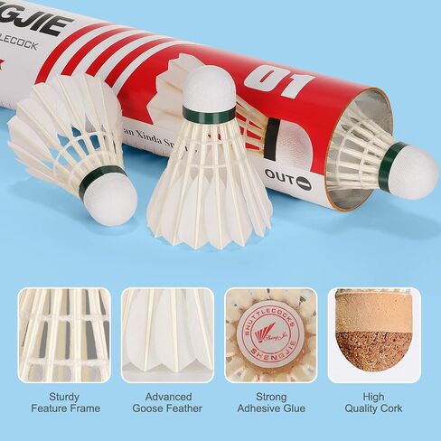 Philonext Goose Feather Badminton Shuttlecocks Birdies, 12 Pack Stable Durable Hight Speed Training Badminton Balls for Indoor & Outdoor Practice Sports Activities in Saudi Arabia