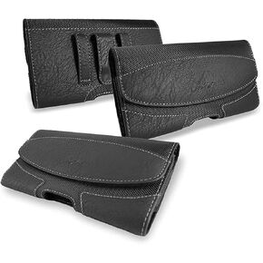 for Motorola Moto g Power 2021 Case; TMAN Durable Holster Leather Belt Clip/Belt Loops Pouch Case for Motorola Moto g Power (2021) (XL Size Fit)