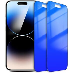 2 Pack for iPhone 15 Privacy Screen Protector for iPhone 14 Pro , 25 Degree Anti Spy Anti-Blue Light Tempered Glass Blue Gradient with Easy Installation Shatterproof Case Friendly (6.1 inch Blue)