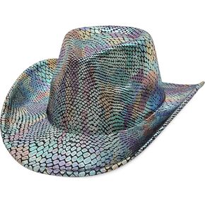 EOZY Glitter Cowboy Hat for Women Men Birthday Party Hat Pink Funny Cowgirl Hat Sequin Cowboy Festival Hat