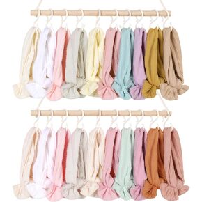 POVETIRE Headband Holder Head Bands Organizer for Girls, Baby Headbands Hair Accessories Organizer Storage Wall Hanging Decor for Nursery Toddler Girls Room… (Beige-1)