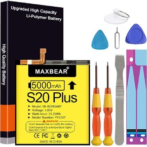 MAXBEAR Galaxy S20 Plus Battery, (Upgraded) 5000mAh 3.85V Li-Polymer Replacement Battery EB-BG985ABY for Samsung Galaxy S20 Plus SM-G985 SM-G985F S20+ 5G with Repair Tool Kit