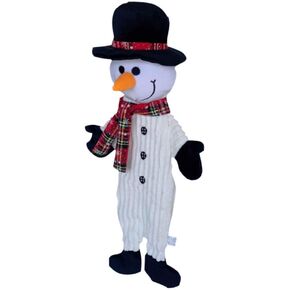 Holiday Plush Pet Chewy Toys Squeaky Toys for Dogs and Cats in Different Size by Petlou (White Black, 15 Inch Christmas Flat Snowman)