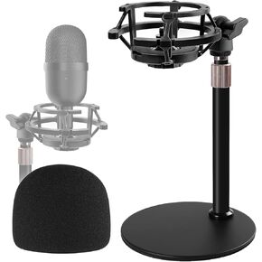 حامل ميكروفون صغير لسطح المكتب من Razer Seiren مع حامل صدمات مطور وفلتر بوب وحامل ميكروفون قابل للتعديل لتحسين جودة الصوت حامل منضدة لميكروفون Razer Seiren Mini USB Streaming Mic
