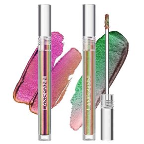 Light Liquid Eyeshadow, Light Liquid Glitter Eyeshadow, 3 Colors Metallic Liquid Glitter Chameleon Eyeshadow, Multi-Dimensional Eye Looks, Long-lasting Holographic Glitter Multichrome Eyeshadows Makeup Set