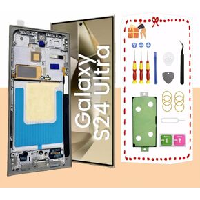 AMOLED لهاتف Samsung Galaxy S24 Ultra 5G شاشة LCD بديلة لشاشة Samsung S24 Ultra Touch Digitizer مع مجموعة أدوات الإطار S928U S928A الإصدار الأمريكي (أسود تيتانيوم)