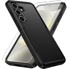 for Samsung Galaxy S24 Case,Galaxy S24 Case with Screen Protector, Heavy-Duty Tough Rugged Shockproof Protective Case for Samsung S24 6.2", Black