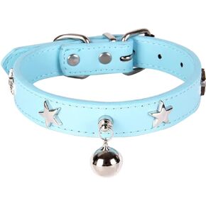 Dog Collar with Bell and Star Studs,Dog Necklace for Cat Puppy Small Medium Large Dog Collar Pet Collar Adjustable Length