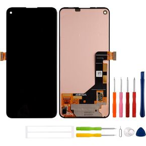OLED LCD Display Compatible with Google Pixel 5A 5G [6.34"](with Fingerprint Function) G1F8F, G4S1M Touch Screen Digitizer Assembly Replacement + Tools