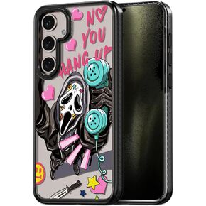 Compatible for Samsung Galaxy S24 Ultra Case Cute Aesthetic - Durable Fashion Funny Phone Case - Girly Scream Skeleton Skull Print Cover Design for Woman Girl 6.8" Black in Saudi Arabia