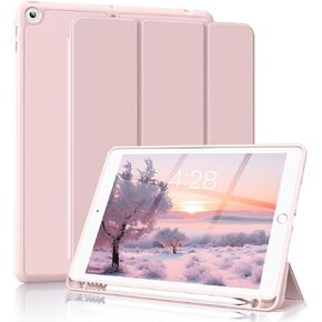 Case for iPad Air 3rd Generation 10.5 inch 2019, Light Weight Trifold Smart Case with Pencil Holder, Hybrid Slim Trifold Stand Cover with Soft Silicone Back, Auto Sleep/Wake, Pink