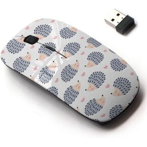 2.4G Wireless Mouse with Cute Pattern Design for All Laptops and Desktops with Nano Receiver - Cute Hedgehog Animal