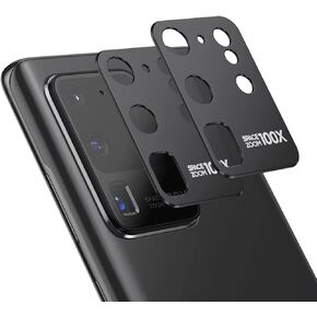 2 Pack for Samsung S20 Ultra Camera Lens Protector Case Alloy Metal Galaxy S20 Ultra 5G Camera Screen Lens Protector Protective Cover Easy Installation [Not Affect Flash] (Black)