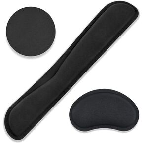 Upgrade Enlarge Silky and Superfine Fabric Gel Memory Foam Keyboard Wrist Rest Set, Ergonomic Keyboard Mouse Wrist Support for Typing Pain Relief, Comfort for Office, Gaming, Computer, Black