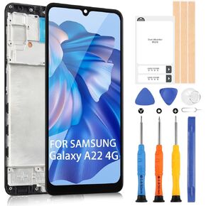 LCD Screen Replacement for Samsung Galaxy A22 4G, LCD Display with Frame Touch Digitizer for A22 4G SM-A225F SM-A225M Full Assembly with Repair Tools (Not for A22 5G/A226)