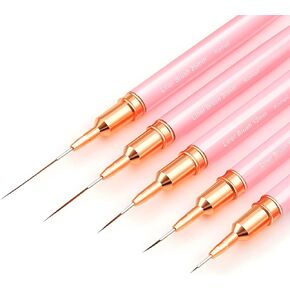 Nail Art Liner Brushes, Lerpadoo 5Pcs Painting Nail Art Brush Set Nail Dotting Drawing Tool for Long Lines, Thin Details, Fine Drawing Sizes 4/8/12/20/25mm
