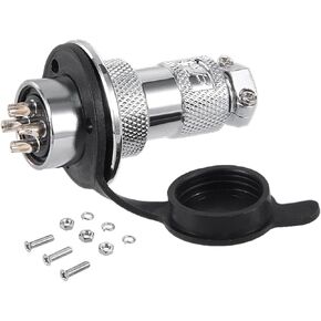 uxcell Aviation Connector, 20mm 4P 20A 250V M20-4 Waterproof Female/Male Wire Panel Power Chassis Metal Fittings Connector Aviation Silver Tone