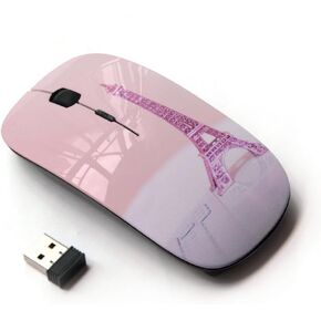 [ Optical 2.4G Wireless Mouse ] Eifel Paris Pink Peach France