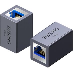 10GB RJ45 Coupler Ethernet Coupler, 10Gbps in Line Coupler for Cat8/Cat7/Cat6a/Cat6/Cat5e/Cat5 Ethernet Cable Extender Adapter for PC Router Modem PS5 Xbox Female to Female (2 PCS