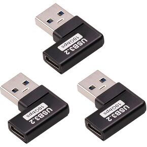 [90° Angle / 10Gbps] USB 3.2 to USB C Adapter, USB A Male to USB C Femal Converter for Smartphone Flash Drives, Mouse Keyboards and Other USB Peripherals