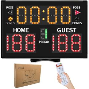 Digital Scoreboard with Remote for Sports Games, Display Score with Timer,Built-in Battery & Buzzer, Coach Supplies
