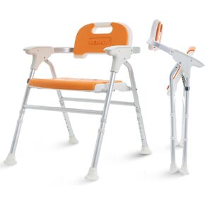 HEINSY Foldable Shower Chair with Armrests and Back,Heavy Duty Folding Bathtub Chair with Thicker Shower Seat for Elderly,Handicap,Disabled, Seniors & Pregnant,Supports Up to 330 lbs.
