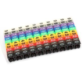 Clip-on String Wire Marking Boxed Plastic Digital Number Wire Label Tube Set Colorful Cable Marker (100PCS KCM-2.5MM)