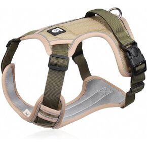 Dog Harness for Large Dogs, XLHLKP No Pull Service Vest Harnesses with Reflective Strips and Control Handle, Adjustable and Comfortable for Easy Walking (Khaki, XL)